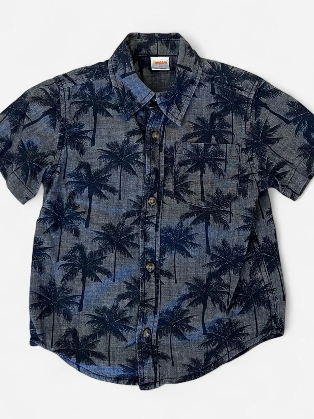 Gymboree Chambray and Navy Palm Tree Button-Down Shirt